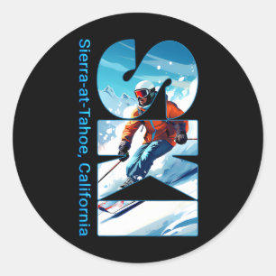 Sticker Rond Sierra-at-tahoe Cool Ski Vacances Ski Extérieur S