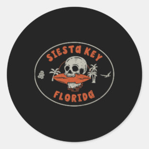 Sticker Rond Siesta Key Floride Fl Vintage Surf Plage Avant Et