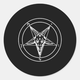 Sticker Rond Sigil Baphomet Pentagram occulte Tête de chèvre sa