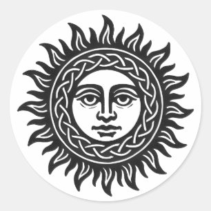 Sticker Rond Sigil du Visage Solaire – Emblème du Soleil Noir