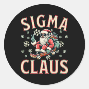 Sticker Rond Sigma Claus drôle de Père Noël Noël Meme Ados Garç