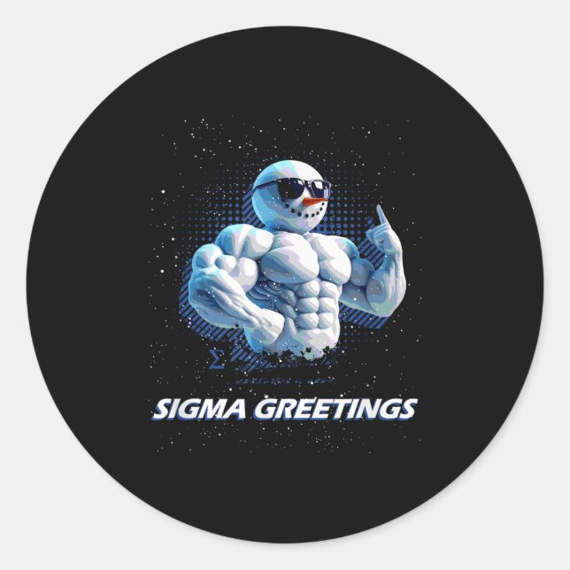 Sticker Rond Sigma Greetings Bruh Snowman Rizz Merry Christmas  (Devant)