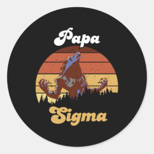 Sticker Rond Sigma Papa Loup Match Tribu Loups Camping Pack Fa