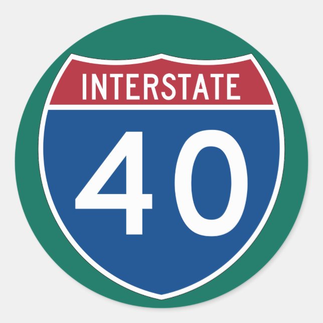 Sticker Rond Signal autoroutier Interstate 40 (I-40) (pack de 6 (Devant)