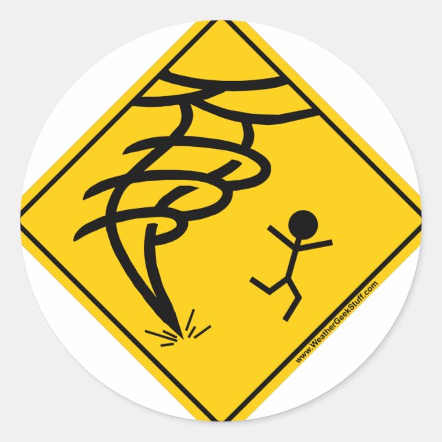 Sticker Rond Signal d'avertissement de tornade (Devant)