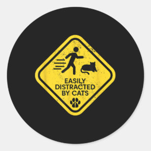 Sticker Rond Signal D'Avertissement Facilement Distrait Par Cha