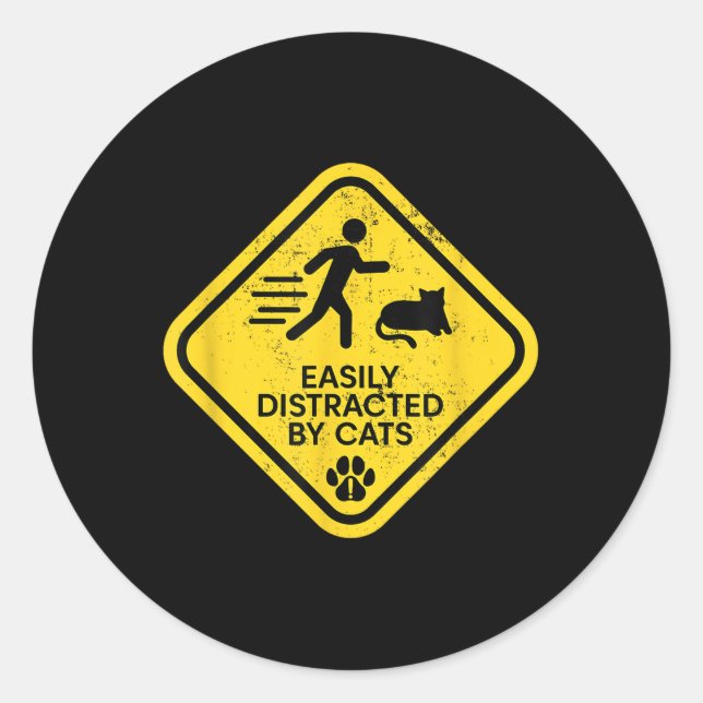 Sticker Rond Signal D'Avertissement Facilement Distrait Par Cha (Devant)