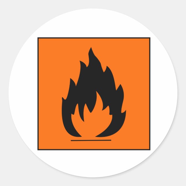 Sticker Rond Signal d'avertissement très inflammable Danger Brû (Devant)