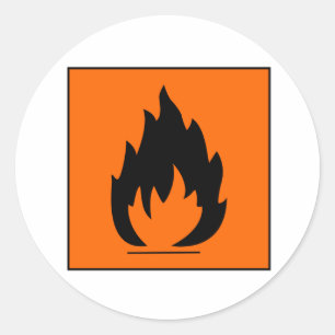 Sticker Rond Signal d'avertissement très inflammable Danger Brû
