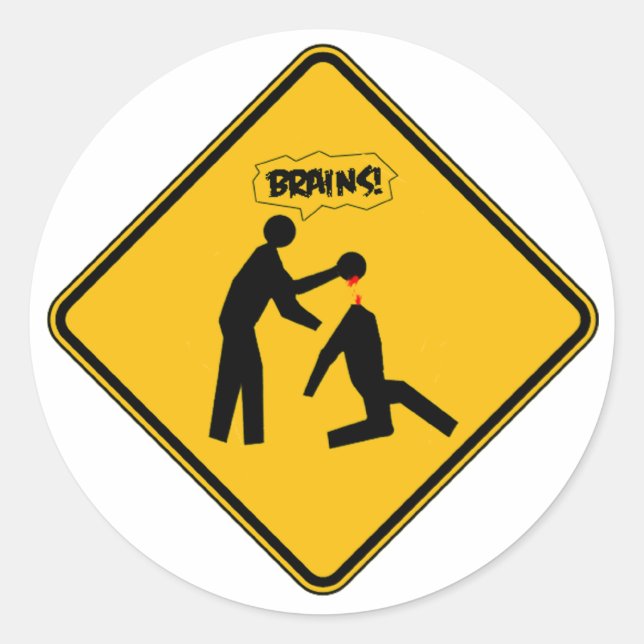 Sticker Rond Signal d'avertissement Zombie (Devant)