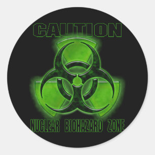 Sticker Rond Signal de prudence en cas de biodanger nucléaire