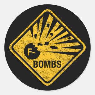 Sticker Rond Signal routier Avertissement : Explosion de bombes
