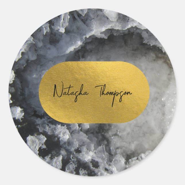 Sticker Rond Signature Black Gold Foil Sea Crystals (Devant)