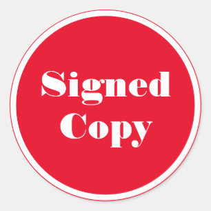 Sticker Rond Signature du livre d'auteur de copie signée
