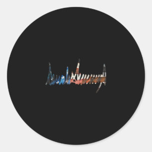 Sticker Rond Signature du président Grunge Drapeau Usa 4 juille