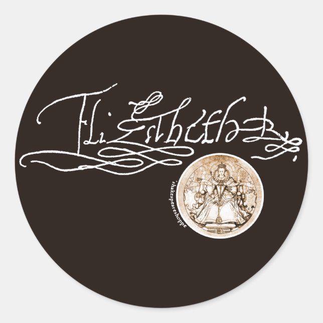 Sticker Rond Signature Elizabeth I (Version 1) (Devant)
