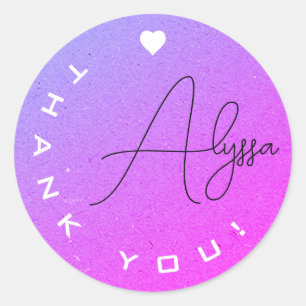 Sticker Rond Signature unique Purple Merci rose