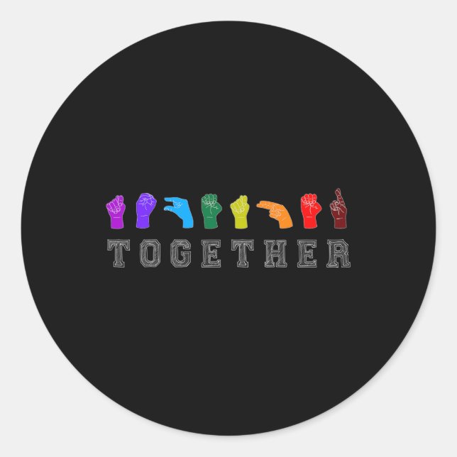 Sticker Rond Signaux Lgbt de langage Asl (Devant)