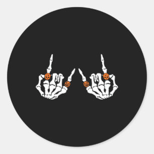 Sticker Rond Signe à main Rocker Squelette Citrouille Cercles c
