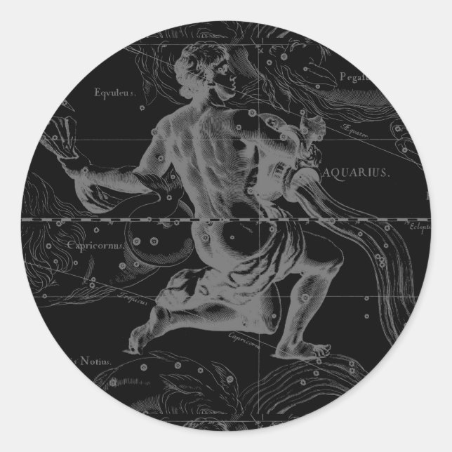 Sticker Rond Signe Aquarius Carte de la constellation par Hevel (Devant)