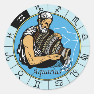 Sticker Rond signe astrologique du zodiaque aquarius