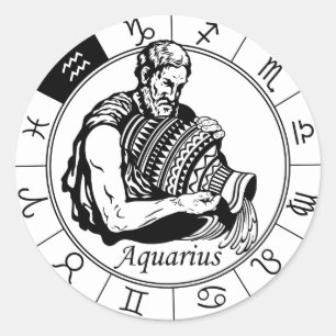 Sticker Rond signe astrologique du zodiaque aquarius