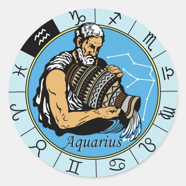 Sticker Rond signe astrologique du zodiaque aquarius (Devant)