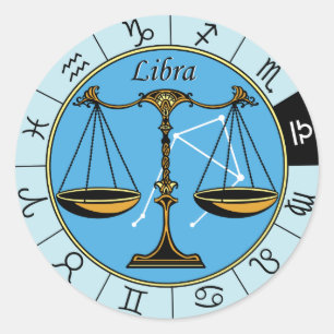 Sticker Rond signe astrologique du zodiaque de libra