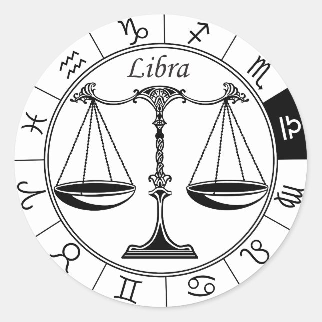 Sticker Rond signe astrologique du zodiaque de libra (Devant)