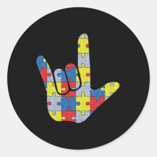 Sticker Rond Signe d'amour en langue des signes Sensibilisation