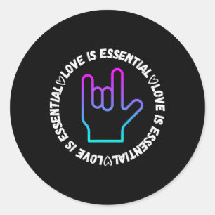 Sticker Rond Signe d'amour en langue des signes Sensibilisation