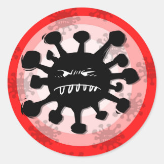 Sticker Rond signe d'avertissement de la silhouette du virus, d