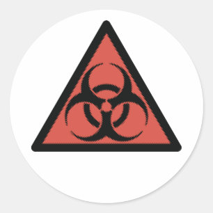 Sticker Rond Signe de biodanger rouge
