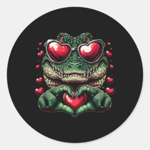 Sticker Rond Signe de coeur Main Crocodile Hommes Femmes Crocod