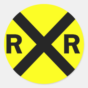 Sticker Rond Signe de croisement de chemin de fer rond