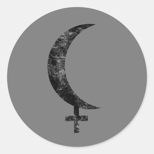 Sticker Rond Signe de la Lune Noire Lilith en Astrologie Ésotér (Devant)