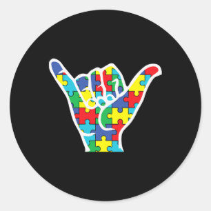 Sticker Rond Signe de la main Amour Asl Sensibilisation à l'aut