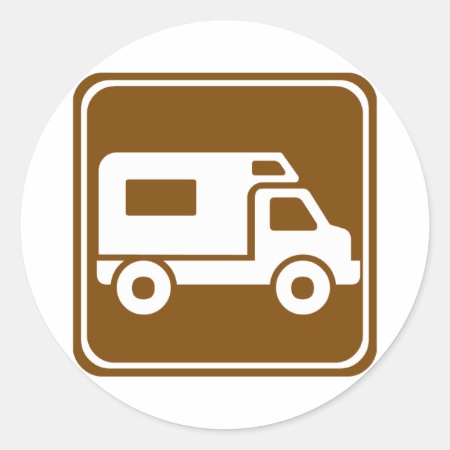 STICKER ROND SIGNE DE LA ROUTE DU CAMPING RV (Devant)