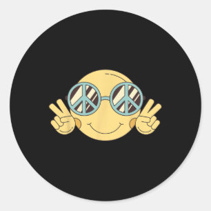 Sticker Rond Signe de Paix Amour 60s 70s Groovy Costume Hippie