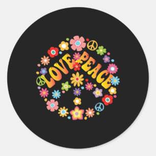 Sticker Rond SIGNE DE PAIX AMOUR 60s les années 70 Super hippie