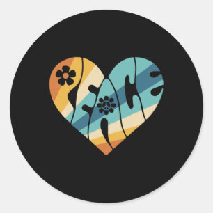 Sticker Rond SIGNE DE PAIX AMOUR 60s les années 70 Super hippie