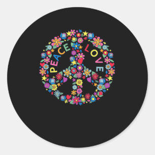 Sticker Rond SIGNE DE PAIX AMOUR 60s les années 70 Tie Dye Hipp