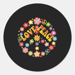 Sticker Rond SIGNE DE PAIX AMOUR 60s les années 70 Tie Dye Hipp