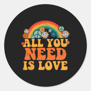 Sticker Rond SIGNE DE PAIX AMOUR 60s les années 70 Tie Dye Hipp