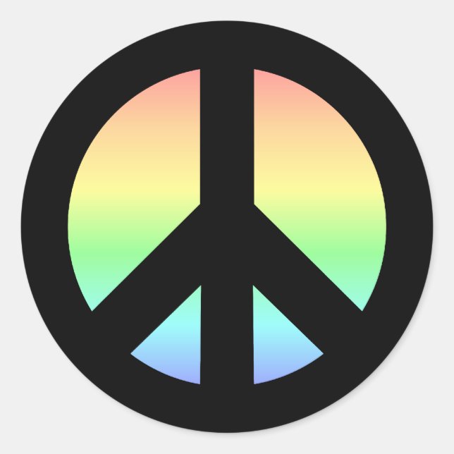 Sticker Rond Signe de paix arc-en-ciel pastel (Devant)