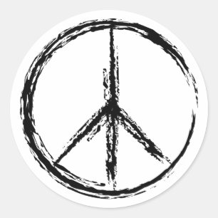 Sticker Rond Signe de paix créatif d'isolement par noir