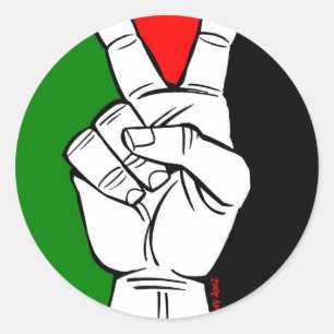 STICKER ROND SIGNE DE PAIX DE DRAPEAU DE LA PALESTINE