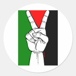 STICKER ROND SIGNE DE PAIX DE DRAPEAU DE LA PALESTINE