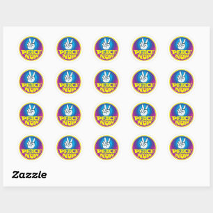Sticker Rond Signe de paix groovy rétro style hippie