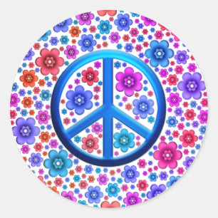 Sticker Rond Signe de paix hippie